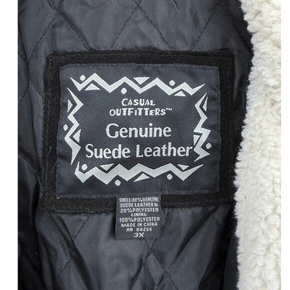 Casual Outfitters Unisex Vintage 90s Suede Leather Southwestern Aztec Jacket - Picture 8 of 9